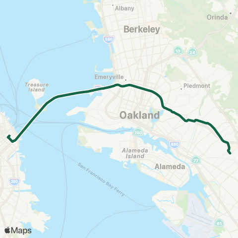 AC Transit Grand Lake - Laurel Transbay map