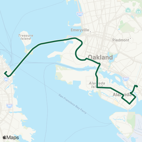 AC Transit Santa Clara - Encinal Transbay map