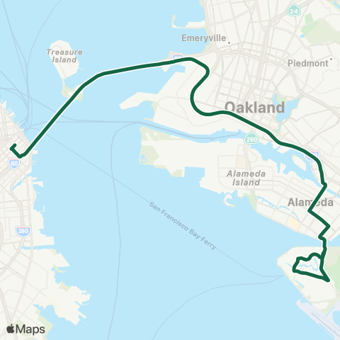 AC Transit Bay Farm - Park Street Transbay map