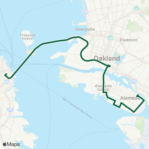 AC Transit High - South Shore Transbay map