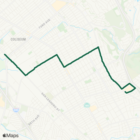 AC Transit 85th Avenue - Elmhurst - 90th Avenue map