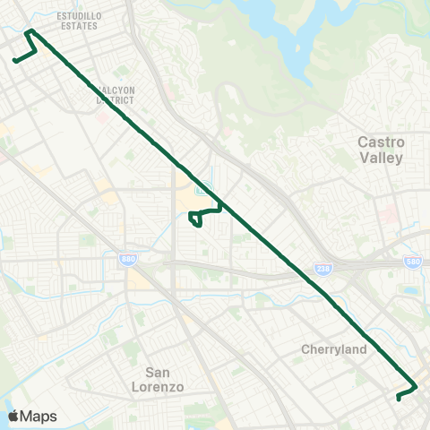 AC Transit East. 14th Street - Mission map