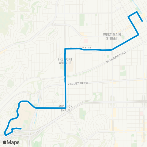 Alhambra Community Transit ACT Blue Line map