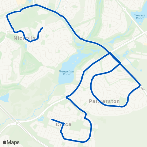 ACT School routes Gold Crk HS PS Holy Spirit via Palmerston map