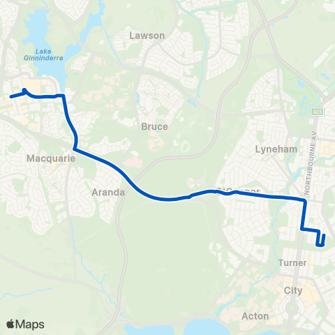 ACT School routes Merici - Belconnen map