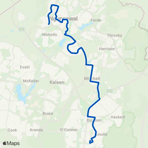 ACT School routes Daramalan Emmaus & Merici Casey Ngunnawal map