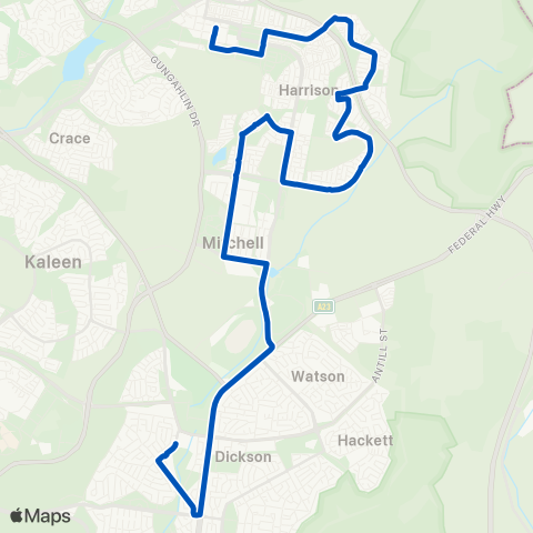 ACT School routes Brindabella Christian & Lyneham PS Throsby Harris map