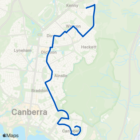 ACT School routes Camp HS & PS & St Thomas More  Watson Downer map