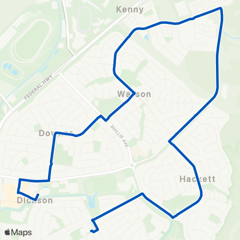 ACT School routes North Ainslie PS Dickson Watson map