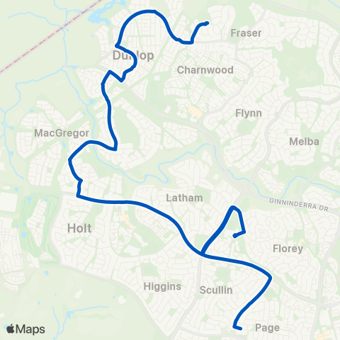 ACT School routes St Francis Xavier Macgregor Dunlop map