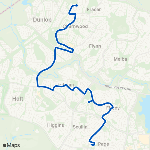 ACT School routes St Francis Xavier Charnwood Fraser West map