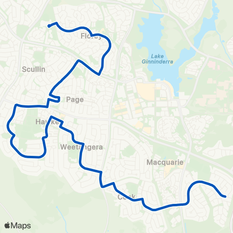 ACT School routes SFX Cook Macquarie Weetangera Hawker map