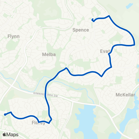 ACT School routes St Francis Xavier Evatt Mckellar Spence map