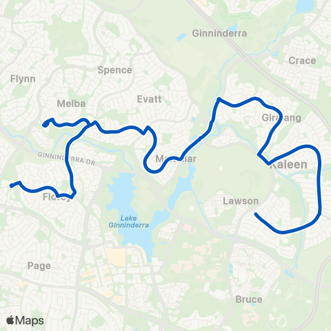 ACT School routes St Francis Xavier  Melba Evatt Mckellar map