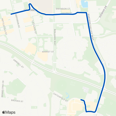 ACT School routes Canberra HS - Belconnen map