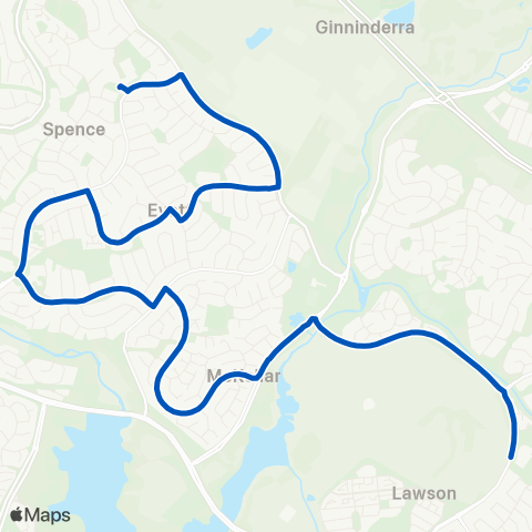 ACT School routes Kaleen HS Spence Evatt McKellar map