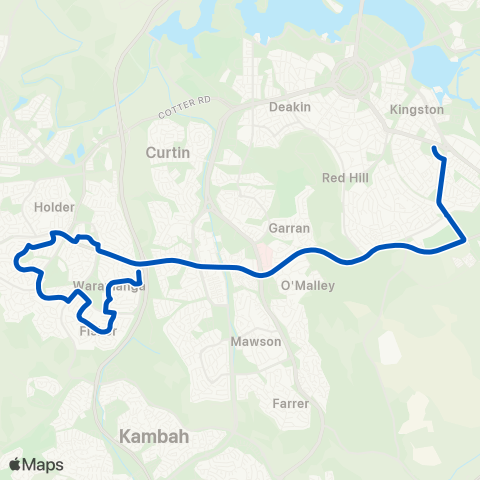 ACT School routes St Eds & St Clare's Cooleman Fisher Rivett map