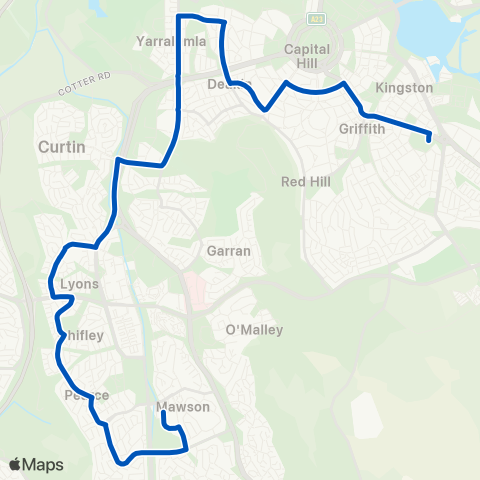 ACT School routes St Eds & St Clare's Torrens Pearce Lyons Wod map