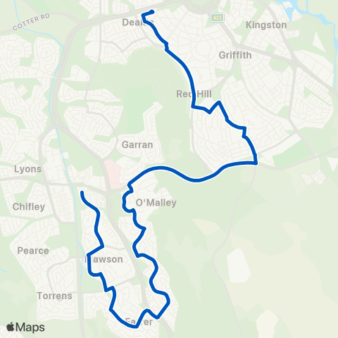 ACT School routes Canb Grammar Schools - Isaacs Farrer Mawson map