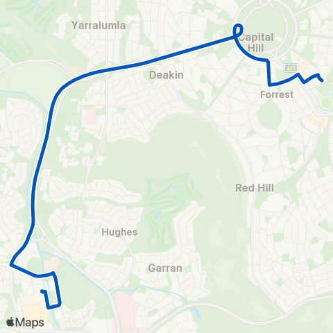 ACT School routes Telopea & Forrest PS Woden map