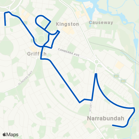 ACT School routes Telopea & Forrest PS Narrabundah Symonston map