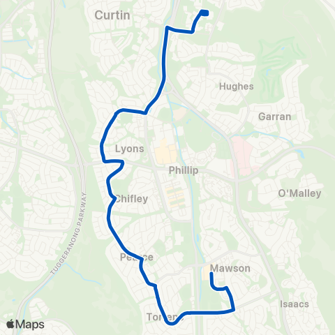 ACT School routes Alfred Deakin  Lyons Chifley Torrens Mawson map