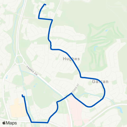 ACT School routes Alfred Deakin HS Hughes Garran Phillip map