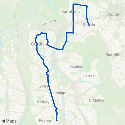 ACT School routes Marist & Melrose HS - Deakin Yarra Curtin map