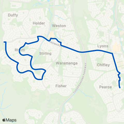 ACT School routes Marist Coll & Melrose HS - Chapman Rivett map