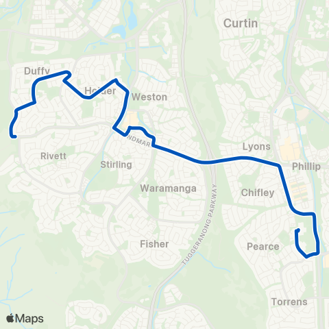 ACT School routes Marist Coll & Melrose HS - Duffy Holder map