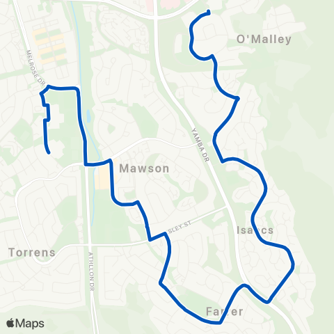 ACT School routes Marist & Melrose Hughes Garran Farrer Isaacs map