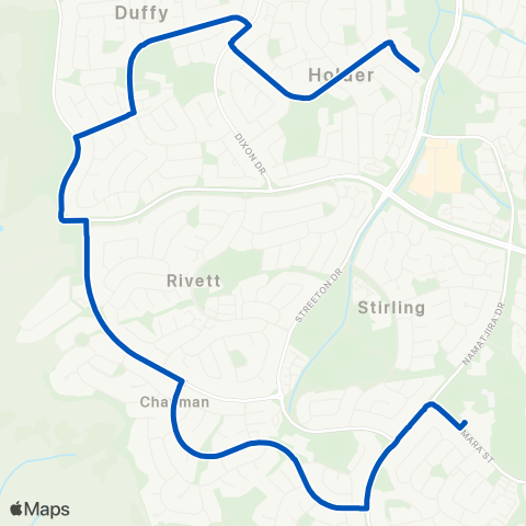 ACT School routes Mt Stromlo HS Holder Duffy Chapman map