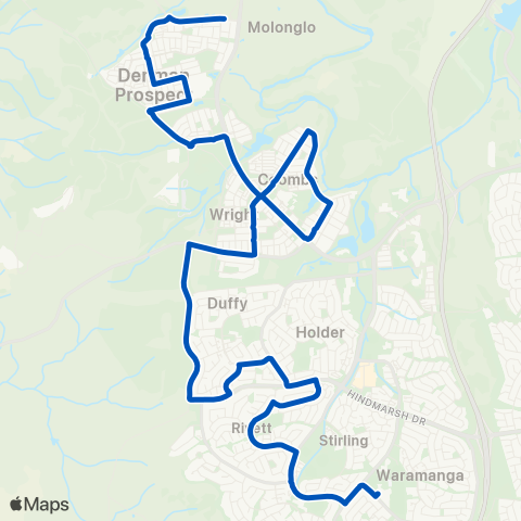 ACT School routes Mt Stromlo HS Wright map