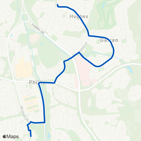 ACT School routes Marist via Hughes Garran map