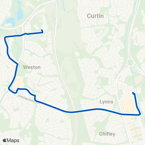 ACT School routes Montessori St Judes Orana & Islamic - Woden map