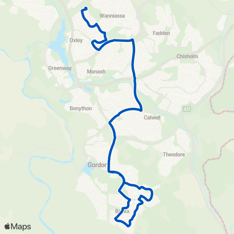 ACT School routes St Mackillops W TrinityBanks Conder map