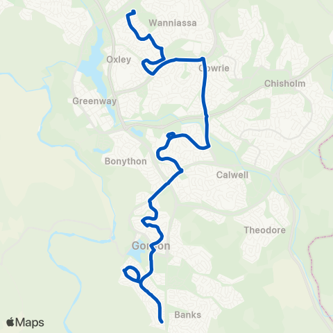 ACT School routes St Mackillops Trinity Gordon Isabella Plains map