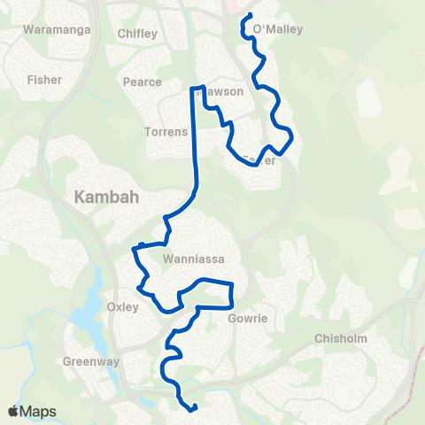 ACT School routes St Mackillops Trinity St Ant Isaacs Pearce map