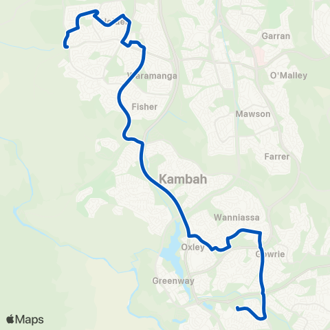 ACT School routes St Mackillops Trinity Duffy Holder Cooleman map