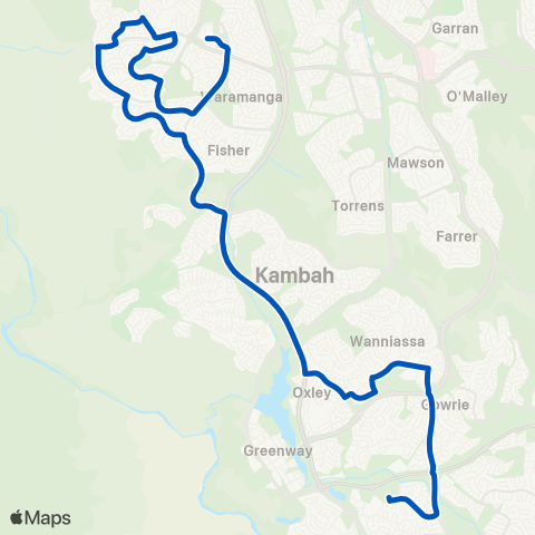 ACT School routes St Mackillops Trinity Rivett Chapman map