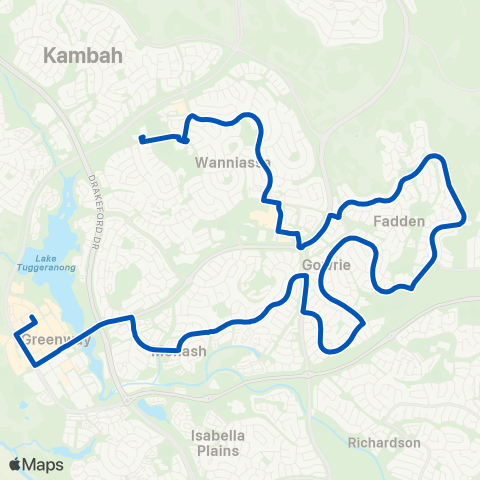 ACT School routes St Anth & Wanniassa Schs Monash Gowrie Fadden map