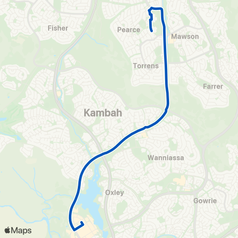 ACT School routes Marist & Melrose HS - Tuggeranong NON STOP map