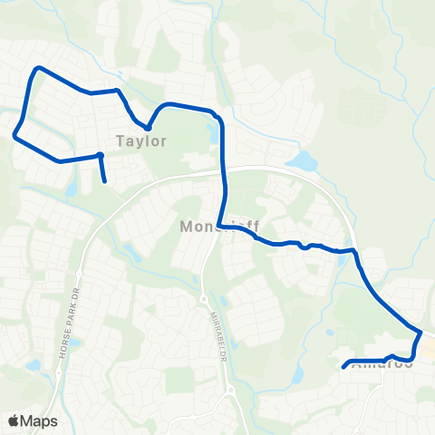 ACT School routes Good Shepard & Amaroo PS Moncrieff map