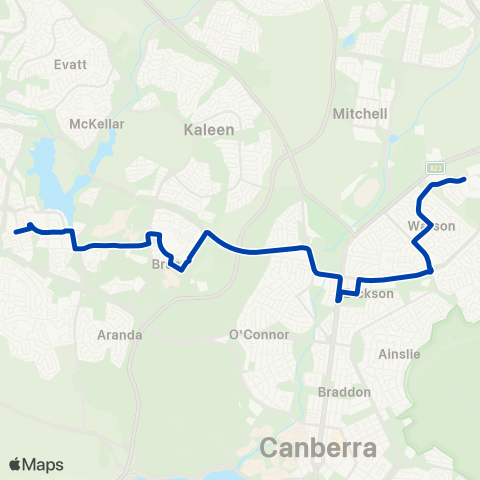 ACTION Belconnen to Watson via Bruce & Dickson map