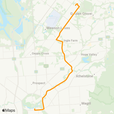 Torrens Transit Salisbury East - Adelaide Oval map