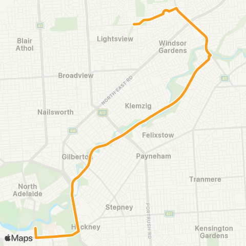 Torrens Transit Northgate - Adelaide Oval map