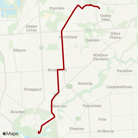 Torrens Transit Ingle Farm - Adelaide Oval map