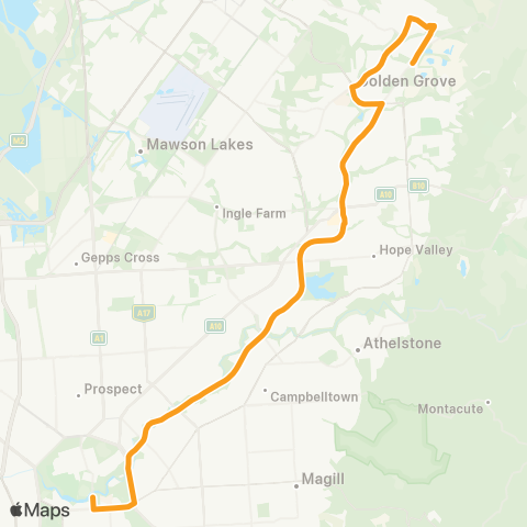 Torrens Transit Greenwith - Adelaide Oval map