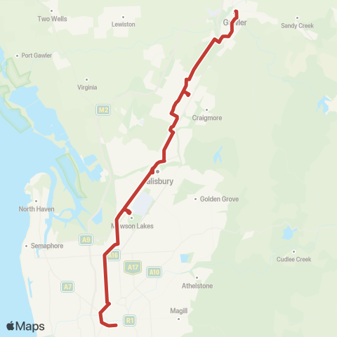 Torrens Transit Gawler 1 map