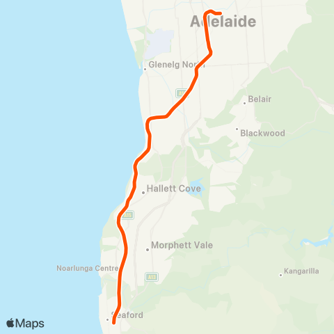 Keolis Downer Seaford & Tonsley Line map